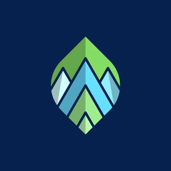 Концепция Логотипа Зеленого Холма Изображением Горы Листа Одном Логотипе — стоковый вектор