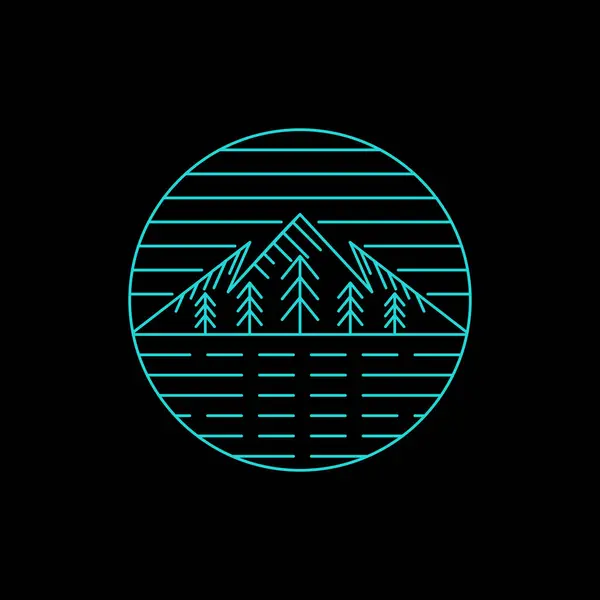 Mountain Lake Logo Design Vector Template — Stock Vector