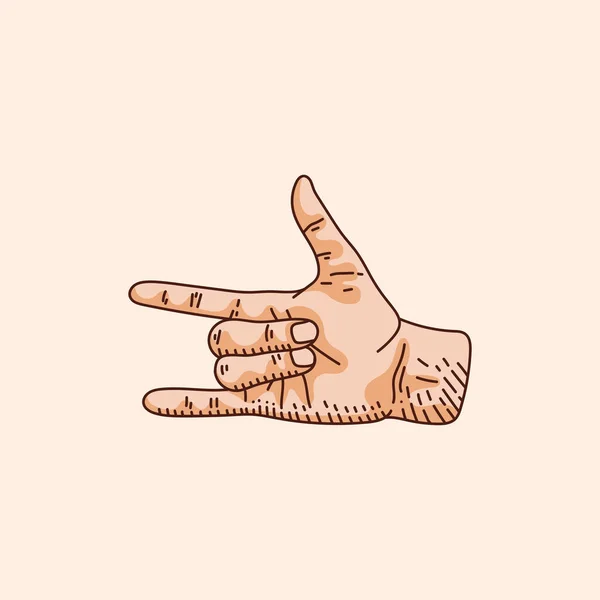 ジェスチャー 愛のサイン 愛のシンボルを示すショーの手のスタイリッシュな手 ブラウンの背景についてのイラスト アイコン 手で作る 皮の茶色のシルエット — ストックベクタ