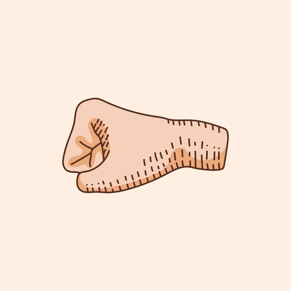 Geste Punschzeichen Stilisierte Hand Mit Klammerhänden Illustration Auf Braunem Hintergrund — Stockvektor