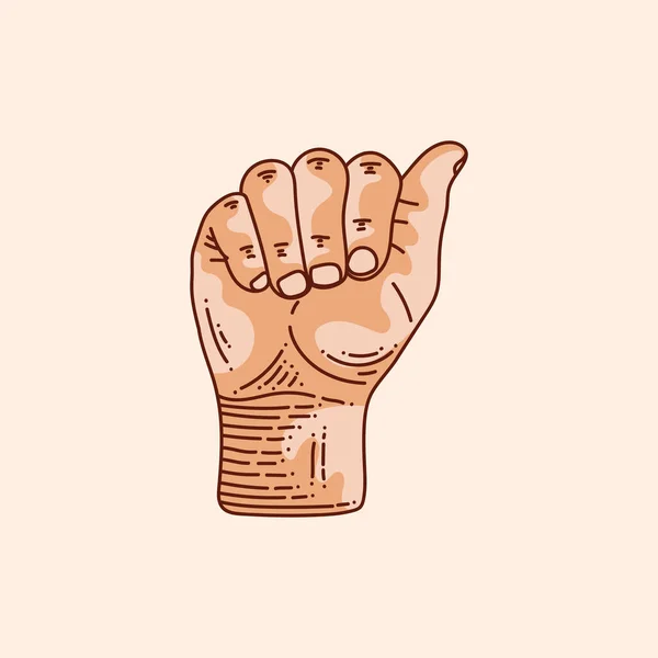 Sağır Dilsiz Işareti Alfabesindeki Bir Harf Logosu Çizimi Vektör Çizimi — Stok Vektör