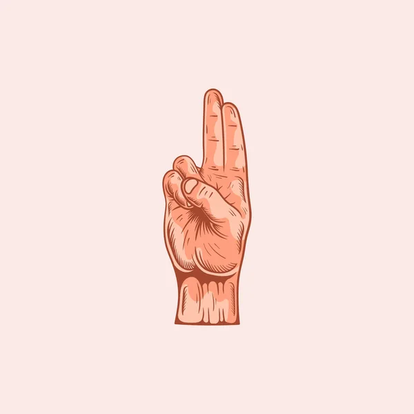 Buchstabe Logo Einer Taubstummen Hand Geste Alphabet Handgezeichnete Vektorillustration — Stockvektor