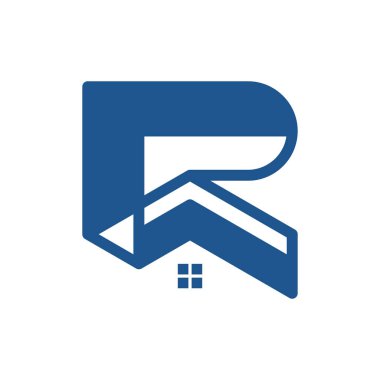 initial letter R real estate and house logo design vector illustration