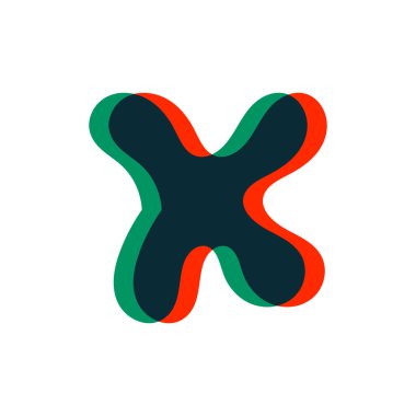 Stereo efektli X harfi logosu. Disko etiketleri, dj logoları, elektromüzik posterleri, parlak kimlik vs. için mükemmel.