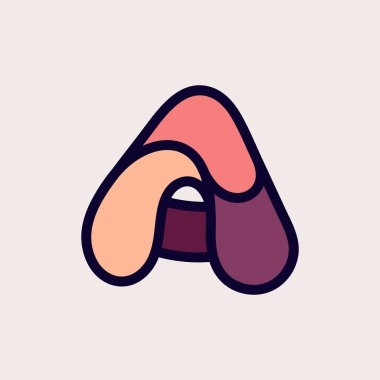 Renkli bir logo. Düz stil tasarım. Posterler, tişörtler ve kartlar için yaratıcı tipografik öğeler.