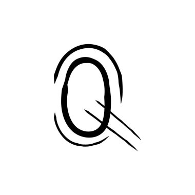 Dekoratif, poster ve logo için elle çizilmiş q harfi yazı tipi biçimi.