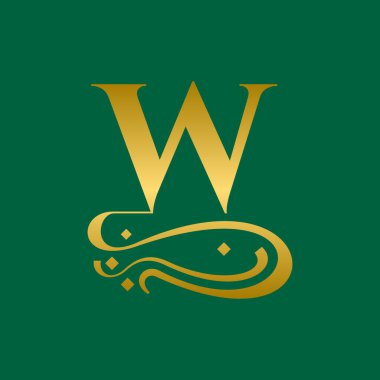 W harfi logosu. Monogram ve Logo için büyük harf. Güzel Filigran Yazı Tipi. Viktorya Biçimi.