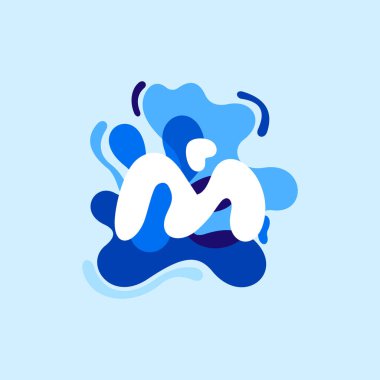 M harfi saf su logosu. Sulama damlalarıyla kıvrılan bir şekil..