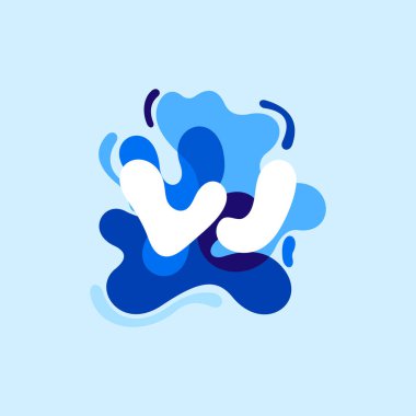 W harfi saf su logosu. Sulama damlalarıyla kıvrılan bir şekil..