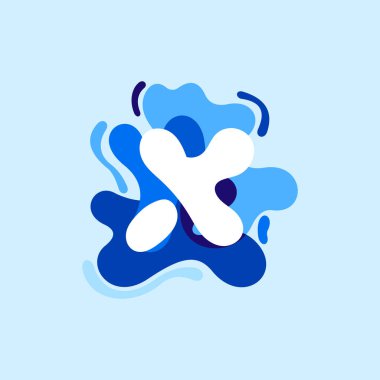 X harfi saf su logosu. Sulama damlalarıyla kıvrılan bir şekil..