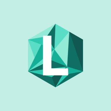 Soyut trend çokgen harfi L logo tasarım şablonu altıgende. Renkli sembol simgesi.