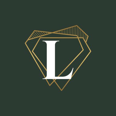 Elmas Harf L ve mücevher logosu tasarım vektörü
