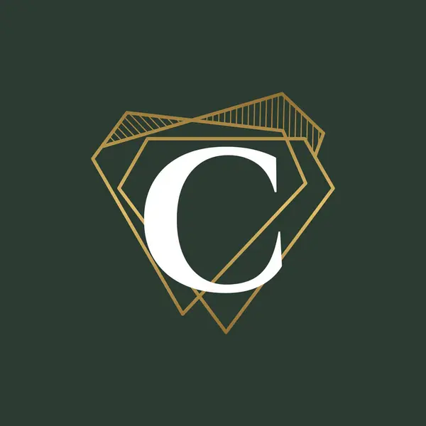 Elmas Harf C ve mücevher logosu tasarım vektörü