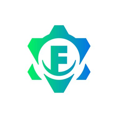 İlk harf F vites mühendisliği logo tasarım vektörü