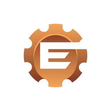 İlk harf E vites mühendisliği logo tasarım vektörü