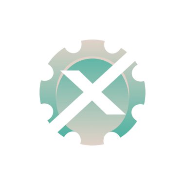 İlk harf X vites mühendisliği logo tasarım vektörü