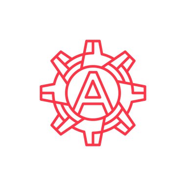 İlk harf A vites mühendisliği logo tasarım vektörü