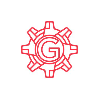 İlk harf G vites mühendisliği logo tasarım vektörü