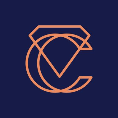 İlk harf C Diamond Logo Konsepti simge sembolü Element Tasarım Çizgisi Sanat Biçimi. Mücevher, Mücevher, Gem Logotype. Vektör resimleme şablonu