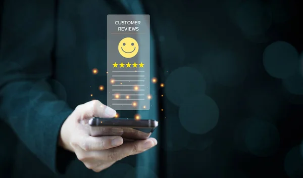 Feedback rating and positive customer review experience, mental health assessment. Customer satisfaction review of business service quality. User survey, opinion and questionnaire, digital check rate.