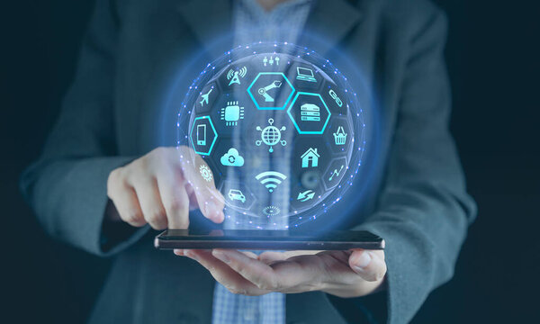 5G и Smart технологии. Концепция цифрового преобразования, интернет вещей (IOT), интеллектуальные беспроводные и коммуникационные технологии (ИКТ). Искусственный интеллект, машинное обучение. Футуристический бизнес.