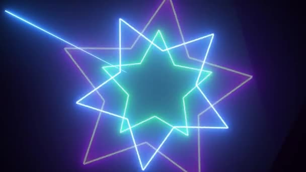 Iluminação Néon Brilhante Fundo Tecnologia Abstrata Movimento Gráfico Fluorescente Luz — Vídeo de Stock