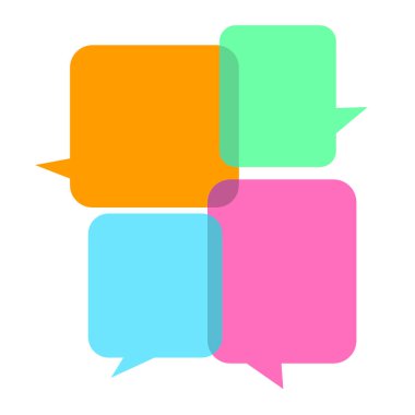 Konuşma balonu, vektör grafiği. Karalama ile yazılmış metin mesajı iletişim illüstrasyon sembolü. Kelime dili ikon koleksiyon çıkartması afişi. Çizgi roman diyaloğu, düşün, yorum, alıntı.