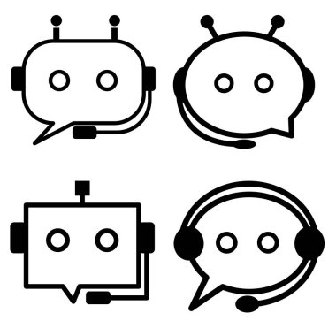 Chatbot ai robot yardımı, konuşma balonu iletişim ikonu. Sohbet eden düz dizayn. Akıllı yardımcı yapay zeka teknolojisi, çevrimiçi mesajlaşma destek sembolü.