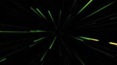4k HD çözünürlüklü soyut arkaplan döngüsü videosundaki ışık hızı ışını etkisi grafiği. Galaksi uzay warp taşımacılığı kavramı gerçek zamanlı uzay vdo, neon aydınlatma, fiber optik.