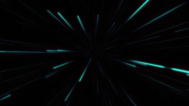 4k HD çözünürlüklü soyut arkaplan döngüsü videosundaki ışık hızı ışını etkisi grafiği. Galaksi uzay warp taşımacılığı kavramı gerçek zamanlı uzay vdo, neon aydınlatma, fiber optik.