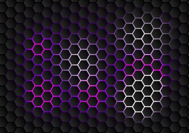 Altıgen geometrik şekil soyut arkaplan. Bal peteği şekilli duvar kağıdı fütüristik tasarımı, mozaik parlak ağ yapısı, dijital bilim yeniliği, kusursuz şebeke deseni kavramı.