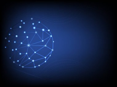 Küresel teknoloji kavramı ve iletişim soyut arka plan, siber uzay ağı. Modern illüstrasyon, gelecekçi dünya, iş ağı bilgisayarı, İnternet, yenilik, gezegen, birliktelik.