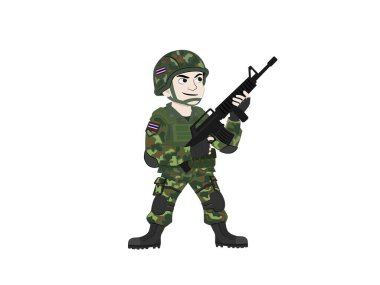 Beyaz arka planda Taylandlı askerler