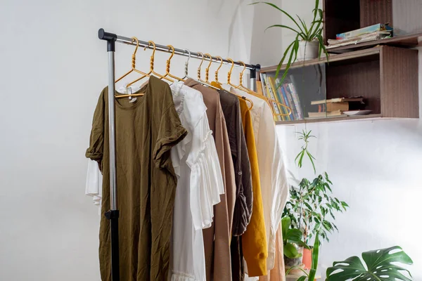 Second Hand Clothes Rail Home Concept Sustainable Economic Life — Stockfoto