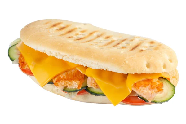 Pita Sandwich Cheese Ham Fish Sandwich Vegetables — Stock Photo, Image