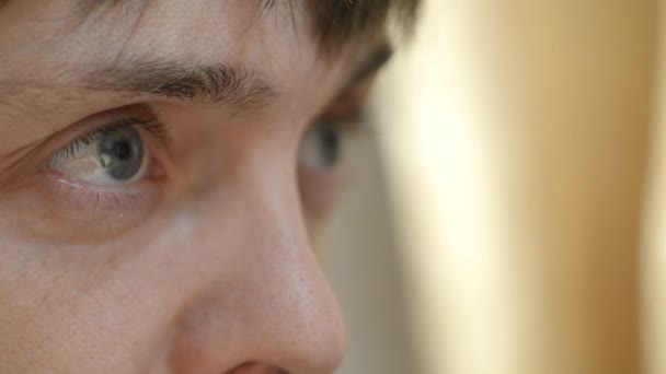 Light Gray Blue Eye Looks Human Eye Close — Stock Video