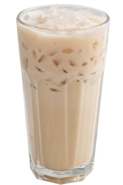 Buzlu soğuk kahve ve büyük bardakta süt. Buzlu kahve.