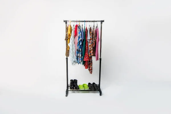 Different Clothes Shoes Wardrobe Rack — Stockfoto
