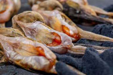 Salted dried goby fish. Fish appetizer for beer. Stockfish