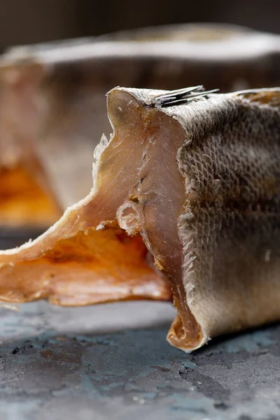 Salted dried fish. Fish appetizer for beer. Stockfish pikeperch