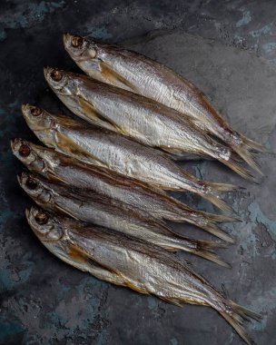 Salted dried goby fish. Fish appetizer for beer. Stockfish