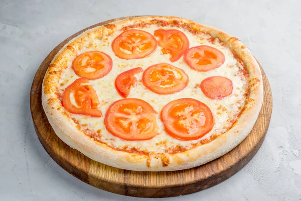White Cheese Pizza Tomatoes Light Background — Stock Photo, Image