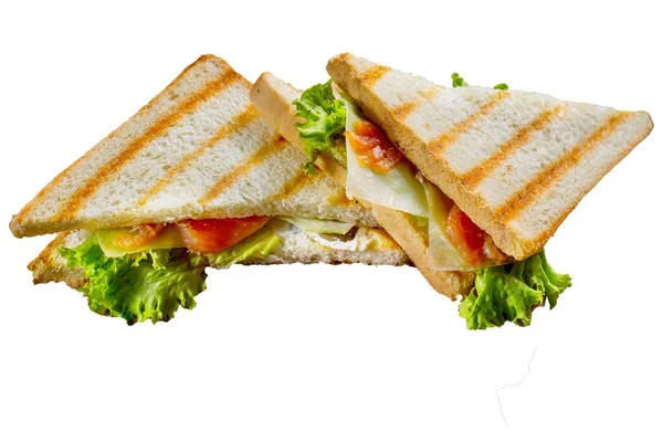 Sandwich Parrilla Relleno Salmón Verduras — Foto de Stock