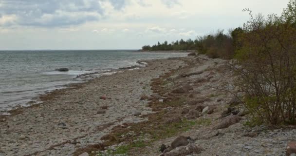 Kassari Beach Romlatlan Szépsége Ékkő Észtország Kassari Tájvédelmi Területén Hiiumaa — Stock videók