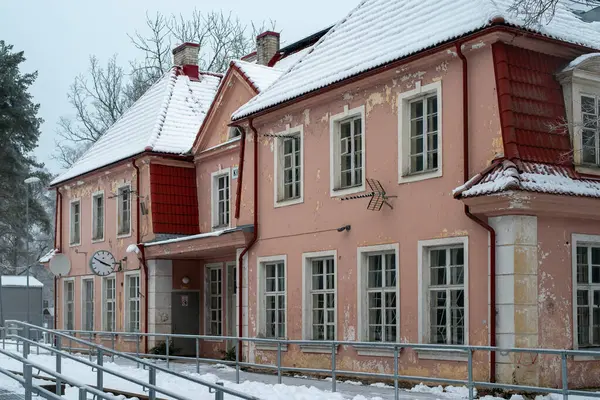 Kiisa Estonia Gennaio 2023 Antico Edificio Storico Della Stazione Ferroviaria — Foto Stock