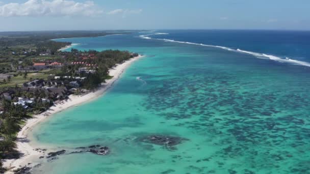 Belle Mare Beauty Drone Footage Mauritius Pristine Beach Clear Sea — Vídeo de Stock