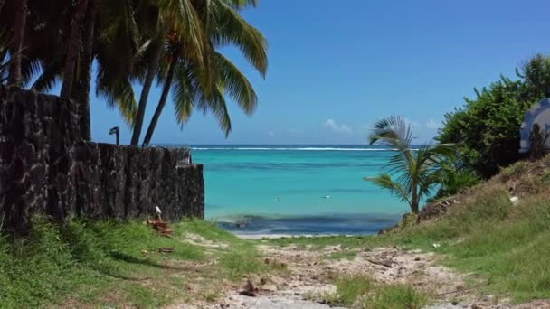 Belle Mare Beauty Drone Záběry Mauricius Pristine Beach Clear Sea — Stock video