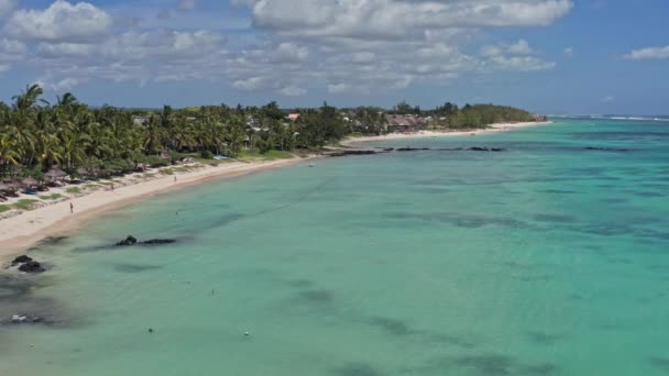 Belle Mare Beauty Drone Footage Mauritius Pristine Beach Clear Sea — Vídeo de Stock