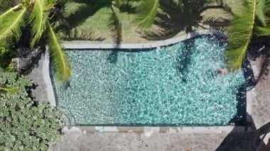 Ada Oasis: İnsansız Hava Aracı Kafkas Erkek Havuzu Dinleniyor Tropik Cennet 'te Yüzüyor - 4K Dinginlik ve Rahatlama Videosu