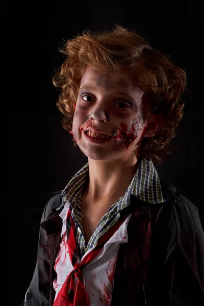 Boy Face Zombie Make Halloween Character Zombie Expression — Stock Photo, Image